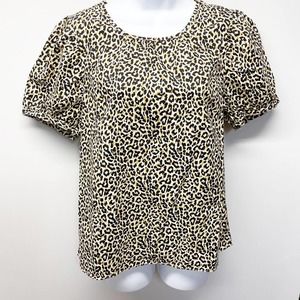 J Crew Factory AL520 Leopard Puff Sleeve Top Small